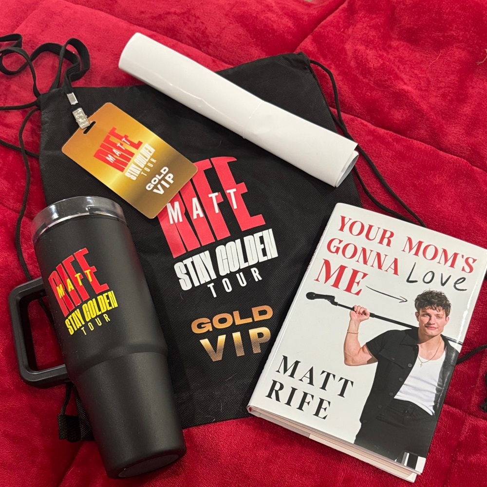 Gold VIP Matt Rife  book Set with Black Tumbler